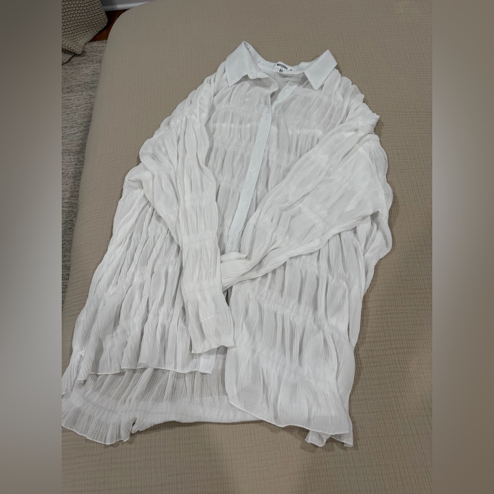 White Textured Button-Up from missguided